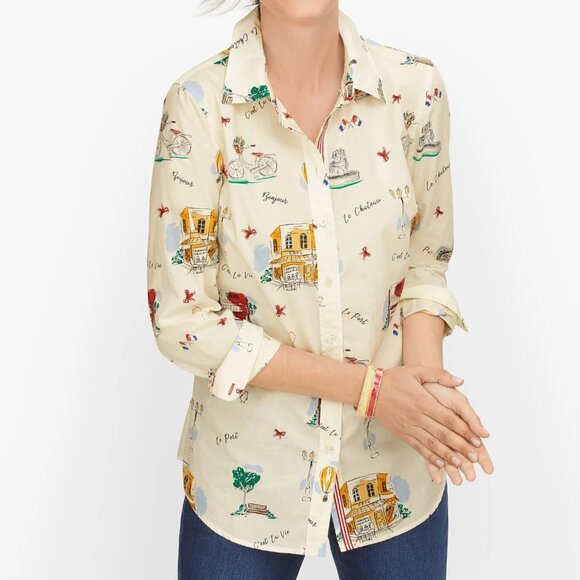 Talbots Tops - Talbots Classic Cotton Shirt Scenic France Long Sleeve Buttondown Size Medium M